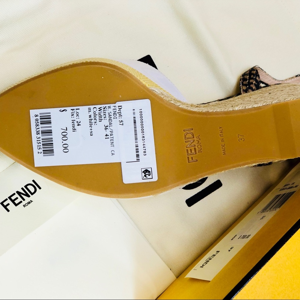 NIB FENDI ELODIE WHITE WEDGE HEELS - Picture 4 of 8
